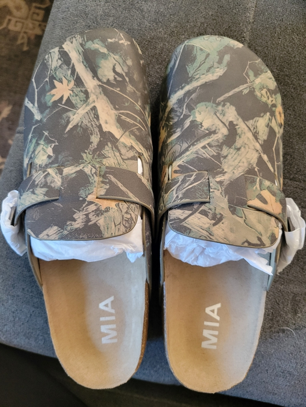 MIA Women's Camouflage Mule Clogs in Green and Tan